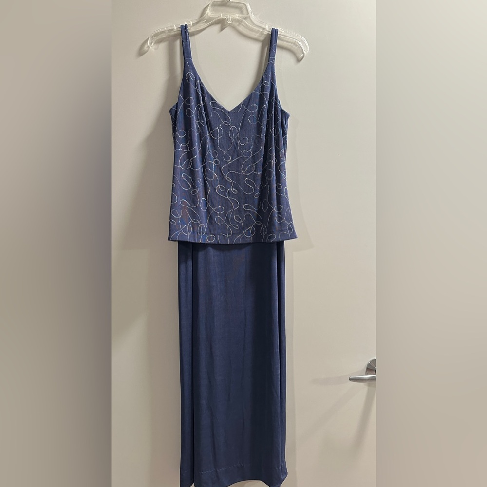 Blue/Violet Embroidered Dress & Cardigan